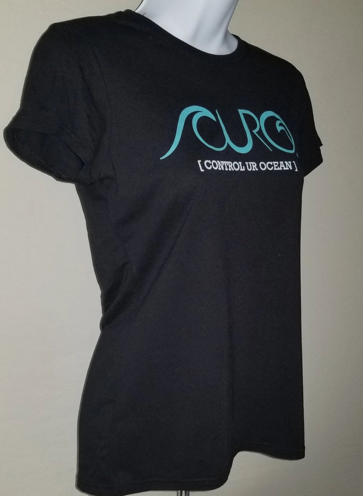 CURO Black T-Shirt With Aqua