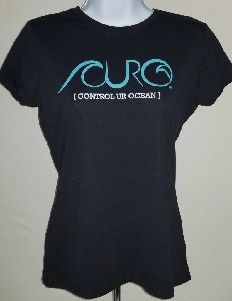 CURO Black T-Shirt With Aqua