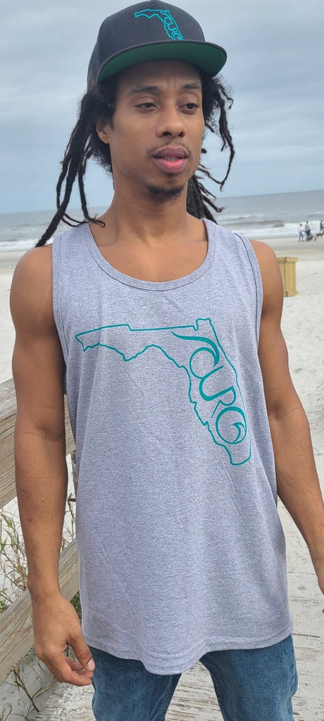 CURO Men's Gray Top With Teal Florida CURO