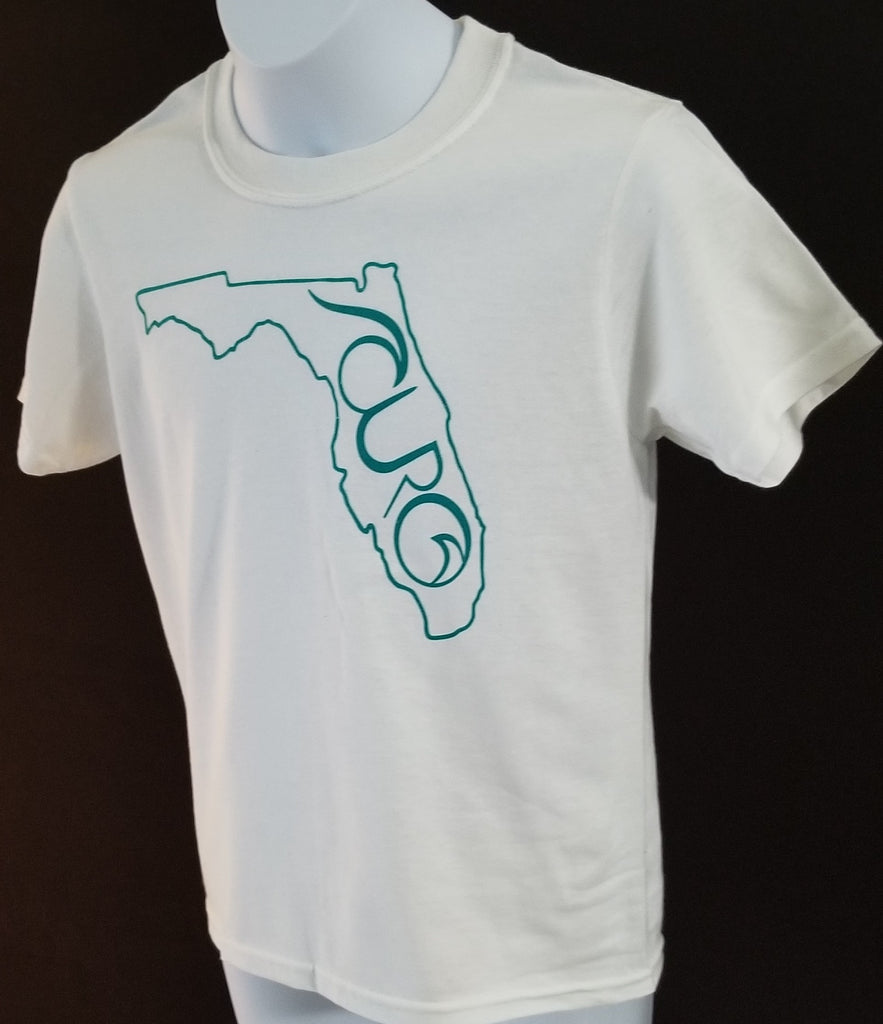 CURO Youth T-Shirt White and Teal Florida CURO